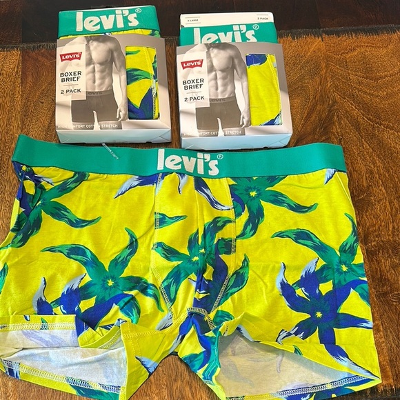 Levi's Men's Boxer Briefs - Vibrant Yellow and Blue Floral 5 pairs New. - Picture 1 of 4